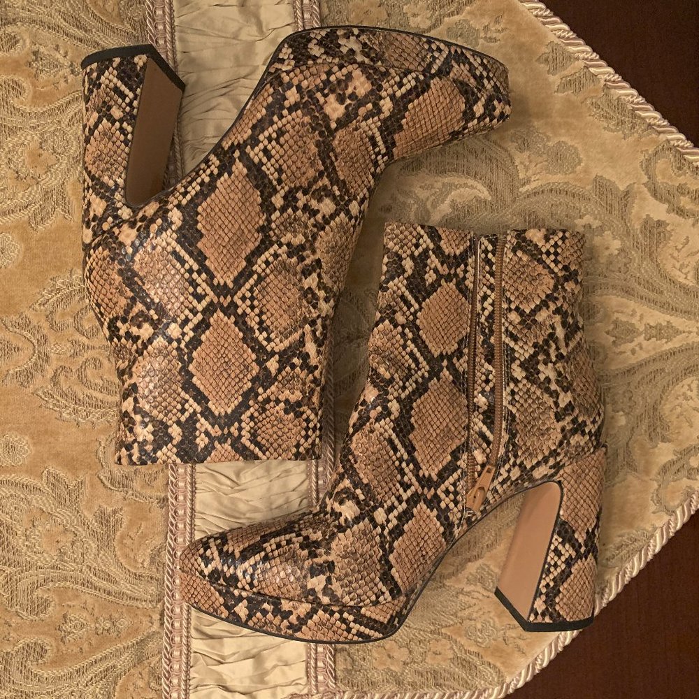 Missguided Heeled Snake Print Booties